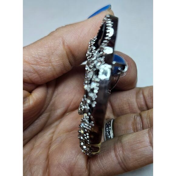 Crystal Tiger Rhinestones New Brouch in Silver n Black Metal. Mob wife. Gangster - Picture 8 of 12